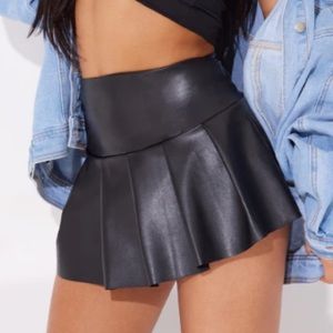 BRAND NEW: Black Faux Leather Pleated